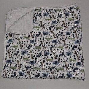 Chick Pea Elephant Zebra Giraffe Alligator Letters Baby Blanket 100% Cotton